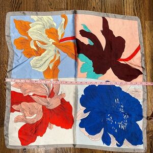 Floral Silk Scarf with Multicolor Design